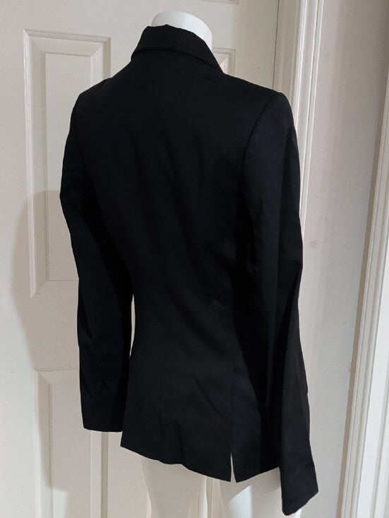 VTG 100% Virgin Wool Women's Black Two-Button Tailored Blazer Jacket Size 4 US
