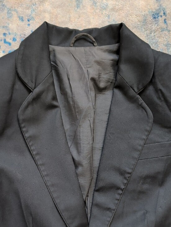 VTG 100% Virgin Wool Women's Black Two-Button Tailored Blazer Jacket Size 4 US