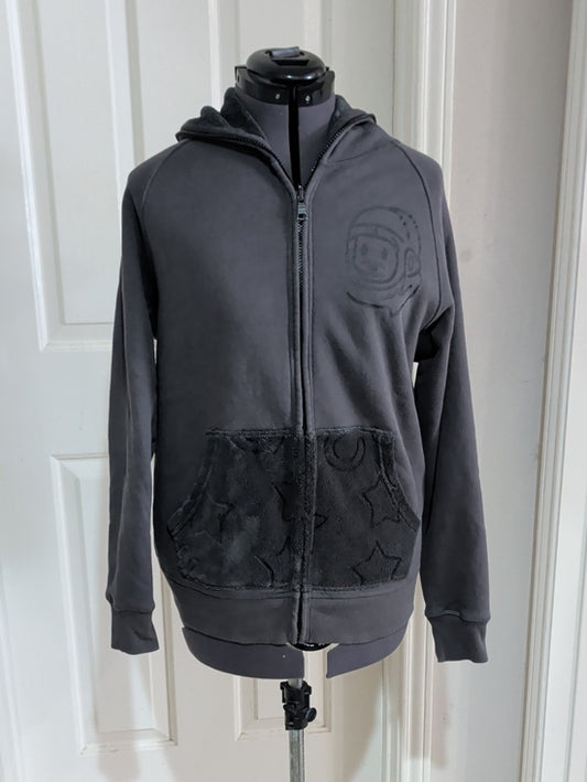 Billionaire Boys Club Charcoal Gray Hooded Full-Zip Reversible Jacket Men's Medium