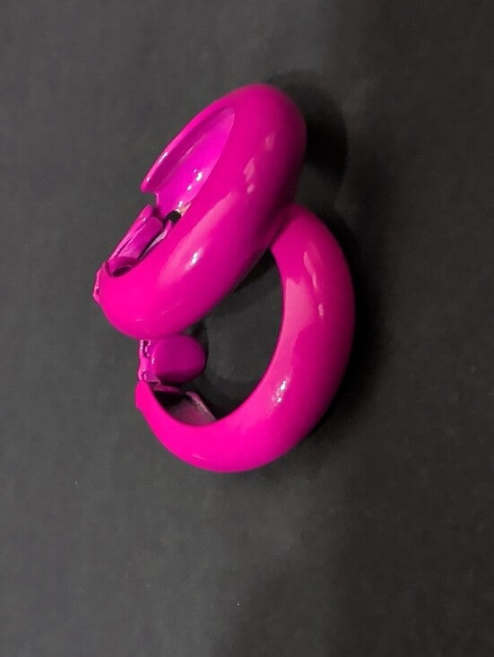 Retro Bright Pink 1" Hoop Earrings - Bold Women's Costume Jewelry