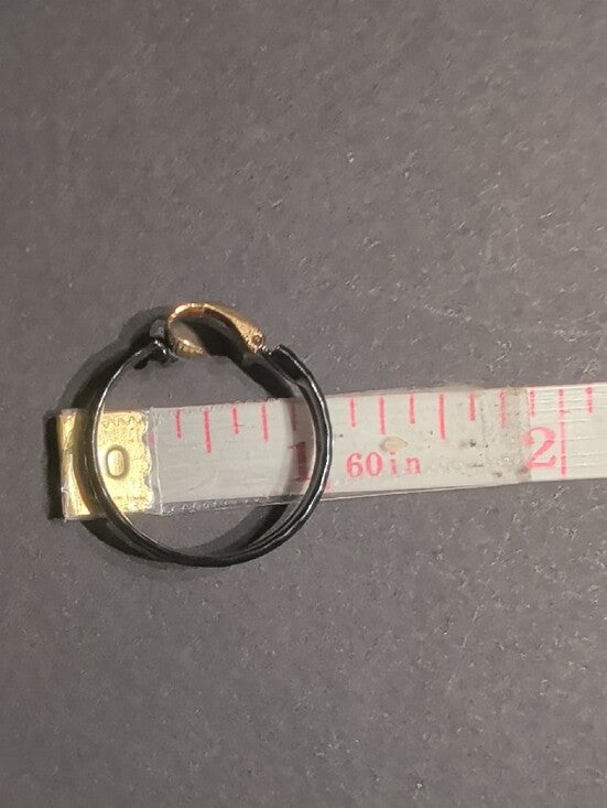 Vintage L.H. Segal California Black and Gold 1" Clip-On Hoop Earrings