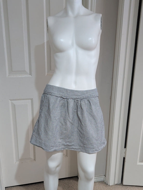 J. Crew Blue and White Striped Linen/ Cotton Mini Skirt Women's 6 US
