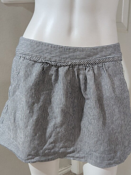 J. Crew Blue and White Striped Linen/ Cotton Mini Skirt Women's 6 US
