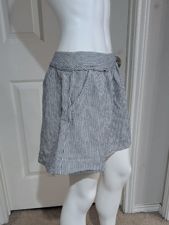 J. Crew Blue and White Striped Linen/ Cotton Mini Skirt Women's 6 US