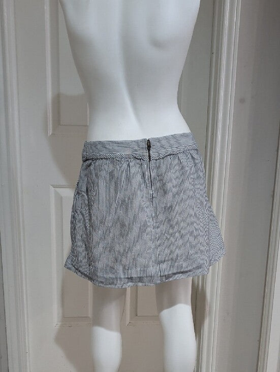 J. Crew Blue and White Striped Linen/ Cotton Mini Skirt Women's 6 US