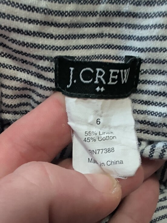 J. Crew Blue and White Striped Linen/ Cotton Mini Skirt Women's 6 US