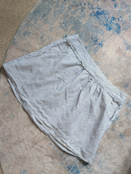 J. Crew Blue and White Striped Linen/ Cotton Mini Skirt Women's 6 US