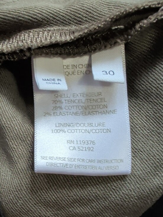 Helmut Lang Pull-On Elastic Waist Skinny Jeans in Metallic Olive Brown Women's 30 US