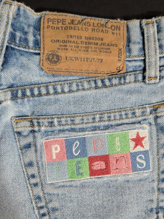 VTG Pepe Jeans High-Rise Light Blue Button-Fly Denim Shorts 1995 Women's 27 US