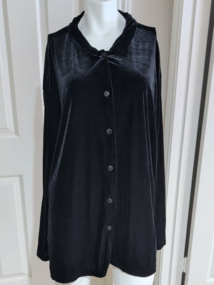 VTG Kathie Lee Collection 1996 Black Velvet Button-Front Sleep Shirt Women's 23W