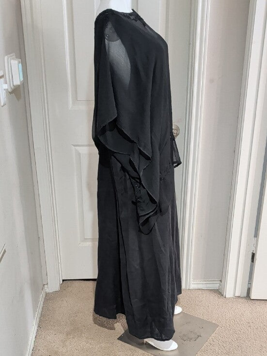 FLAX Black Chiffon Overlay Maxi Dress (2-Piece) Women's 3G
