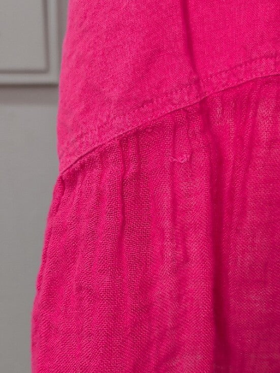 Vintage FLAX by Jeanne Engelhart 100% Linen Sleeveless Maxi Dress in Hot Pink Women's 1G