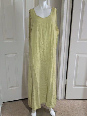 VTG Flax Sleeveless 100% Linen Maxi Dress in Pale Lime Women's 3G US