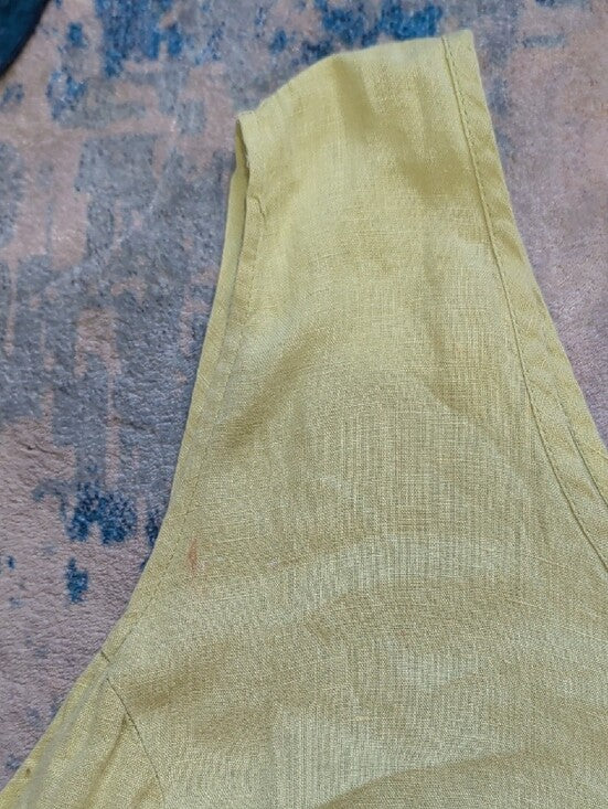 VTG Flax Sleeveless 100% Linen Maxi Dress in Pale Lime Women's 3G US