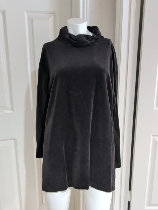 VTG Jacque & Koko Long-Sleeve Dark Brown Velvet Cowl Neck Tunic Women's 18/20 US