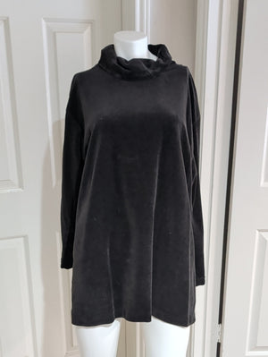 VTG Jacque & Koko Long-Sleeve Dark Brown Velvet Cowl Neck Tunic Women's 18/20 US