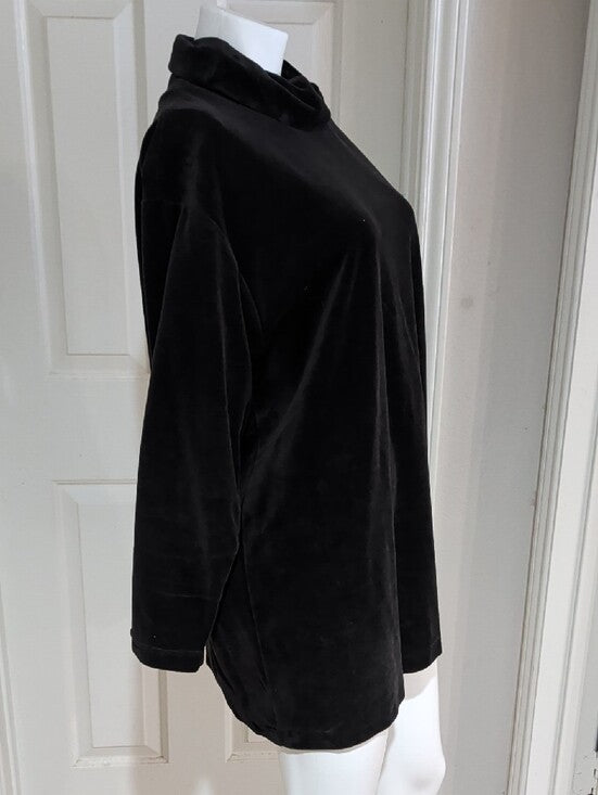VTG Jacque & Koko Long-Sleeve Dark Brown Velvet Cowl Neck Tunic Women's 18/20 US