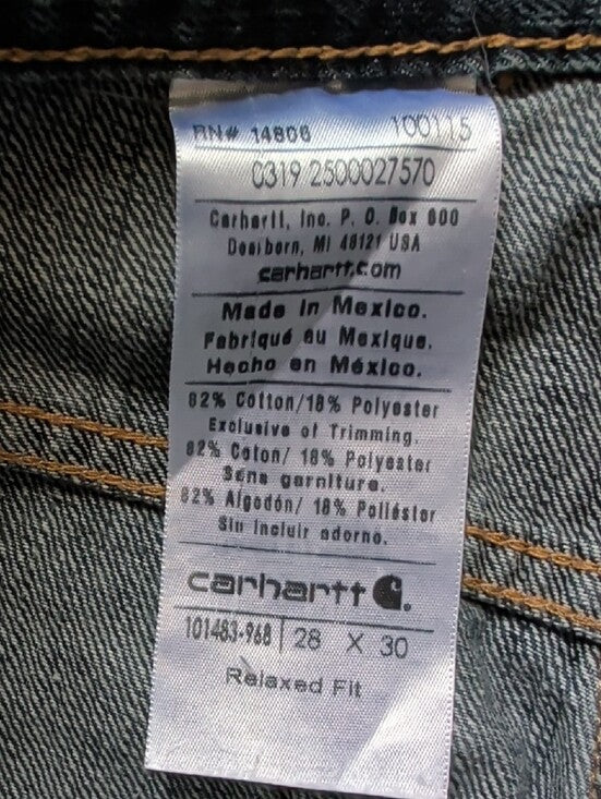 Carhartt Straight-Leg Jeans Relaxed Fit In Medium-Dark Blue Men's 28"X30"