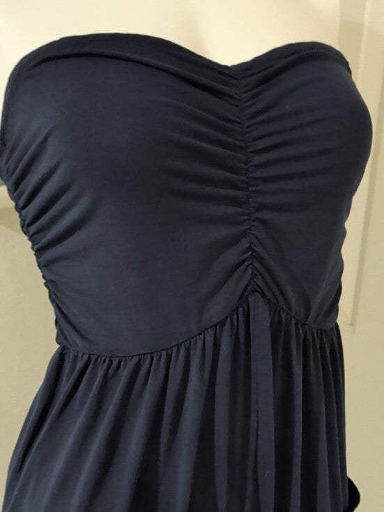 Miholl Strapless Navy Jumpsuit with Pockets Women's Medium