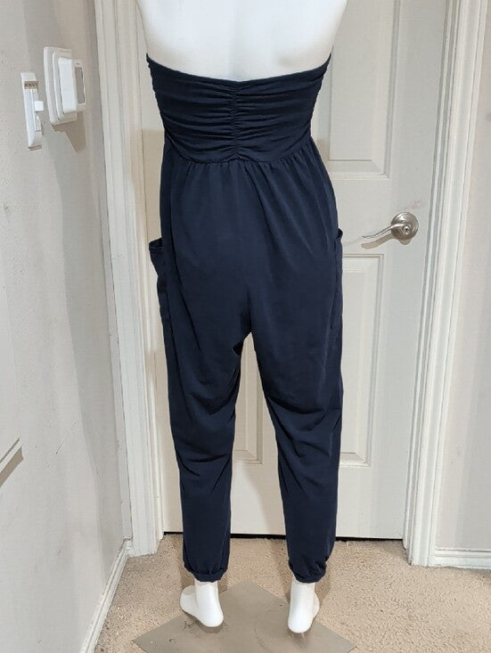 Miholl Strapless Navy Jumpsuit with Pockets Women's Medium