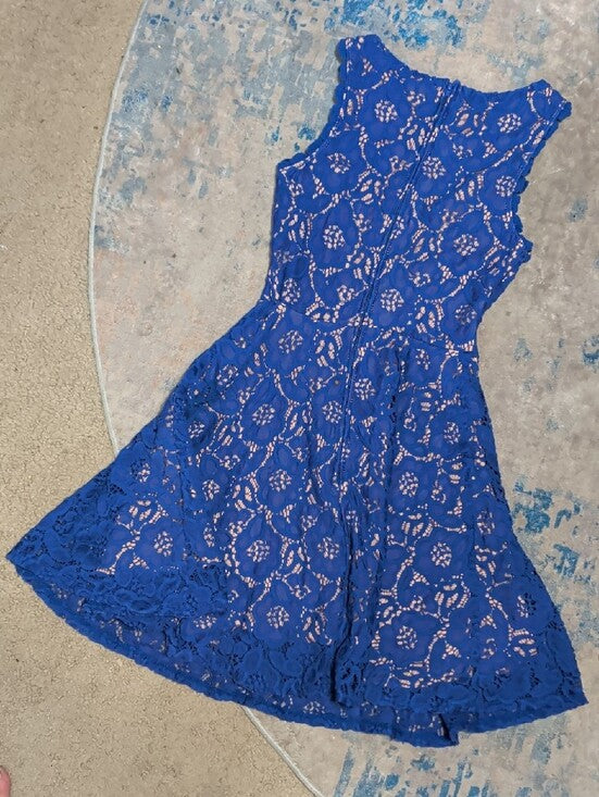 City Studio Royal Blue Lace Fit & Flare Dress Women's 0 US