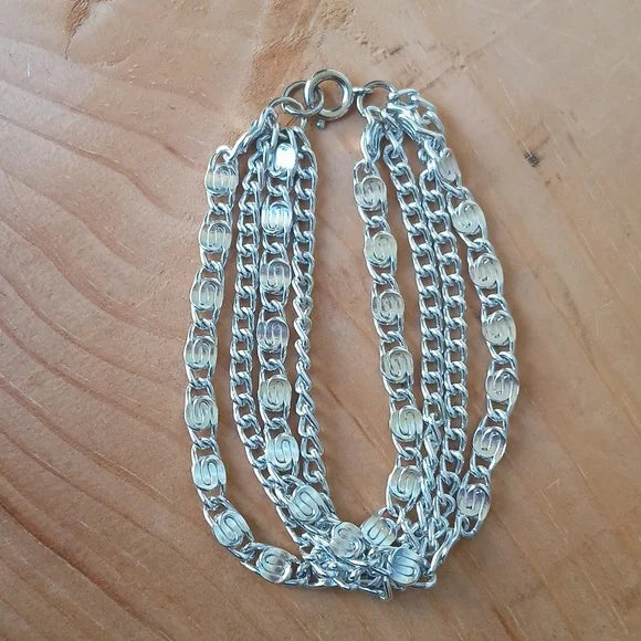 Sarah Coventry Silver 4-Chain Necklace and Bracelet Set Vintage Costume Jewelry