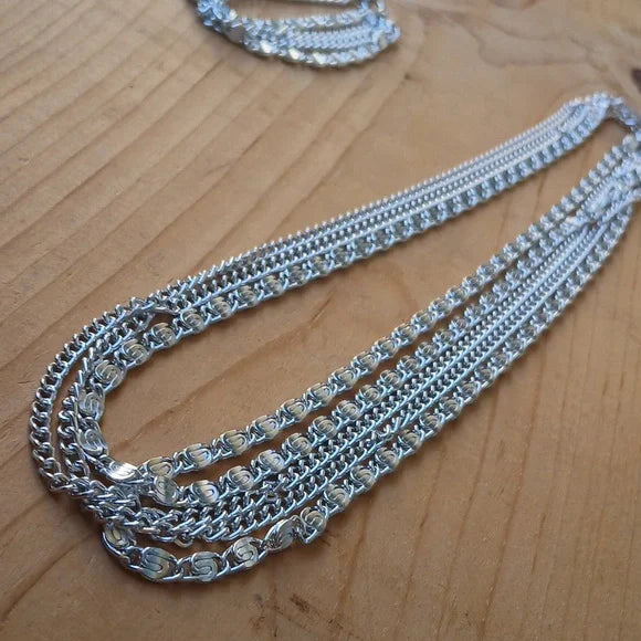 Sarah Coventry Silver 4-Chain Necklace and Bracelet Set Vintage Costume Jewelry