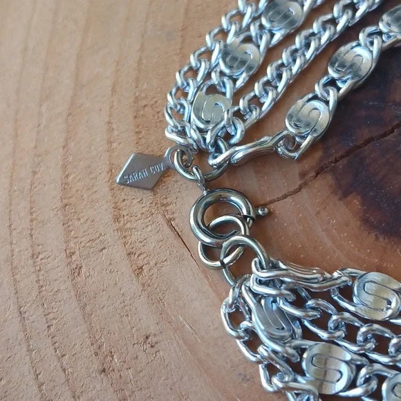 Sarah Coventry Silver 4-Chain Necklace and Bracelet Set Vintage Costume Jewelry