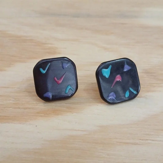 Unique Vintage Black and Multicolor Earrings
