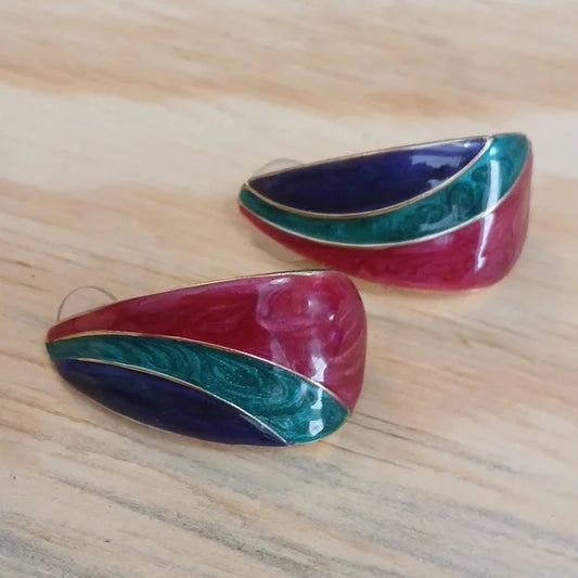 Retro Multicolor Enamel Earrings