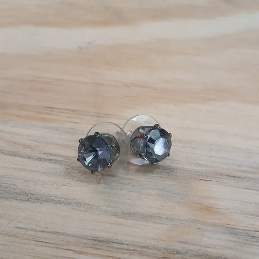 Elegant Large Silver Stud Earrings Blue Stone