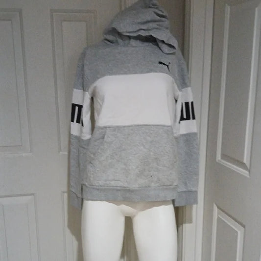 Puma Children's Hoodie Sweatshirt in Gray and White size L