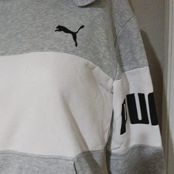 Puma Children's Hoodie Sweatshirt in Gray and White size L