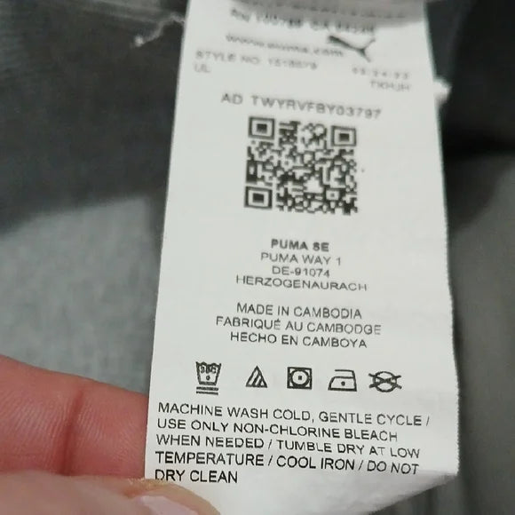 Puma Children's Hoodie Sweatshirt in Gray and White size L