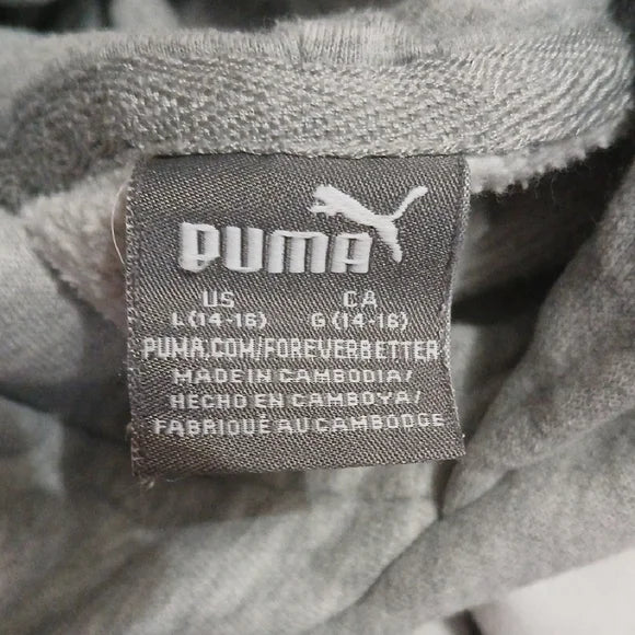 Puma Children's Hoodie Sweatshirt in Gray and White size L