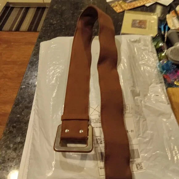 Vintage Brown Cloth Chunky Buckle Women's Belt