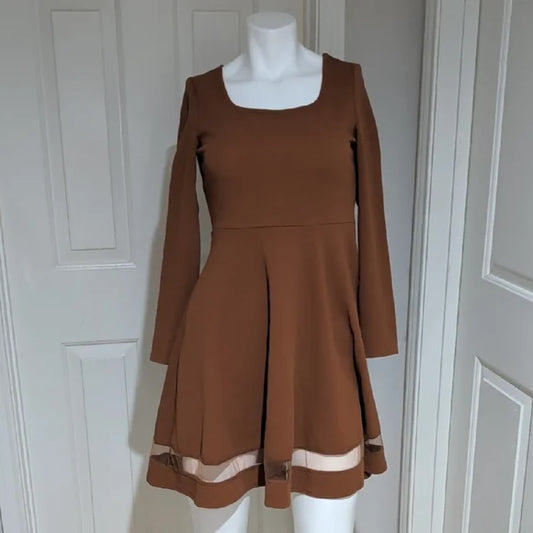 Orange Shein Mesh Cut-out Dress size XS