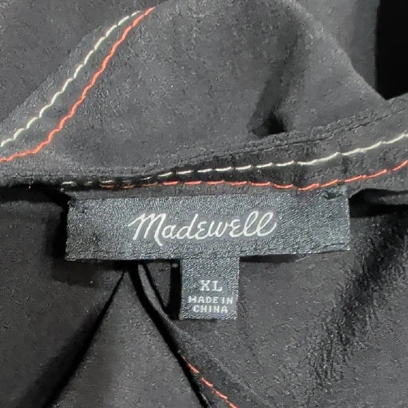 Madewell Elegant Black V-Neck Tie Open Back Women's Top XL