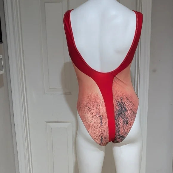 Bold Red and Black One-Piece Swimsuit Large