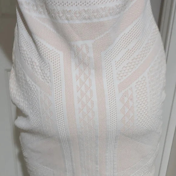 Carmen Marc Valvo Ivory Lace Mini Dress S