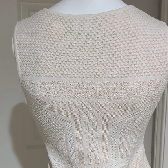 Carmen Marc Valvo Ivory Lace Mini Dress S