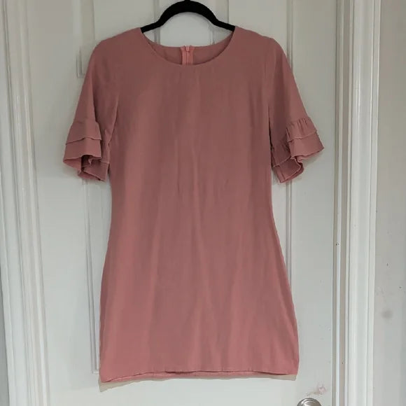 SHEIN Elegant Ruffle Sleeve Mini Dress in Blush S