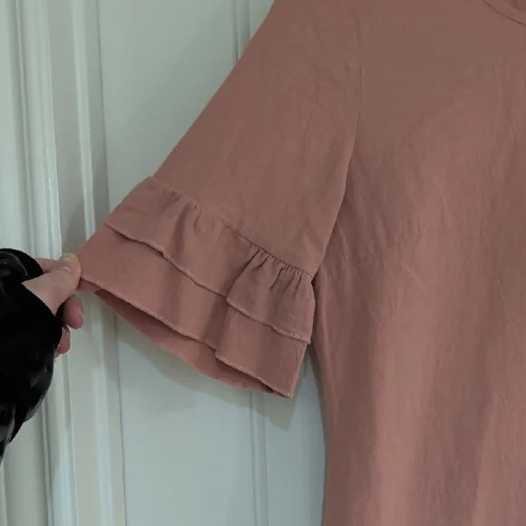 SHEIN Elegant Ruffle Sleeve Mini Dress in Blush S