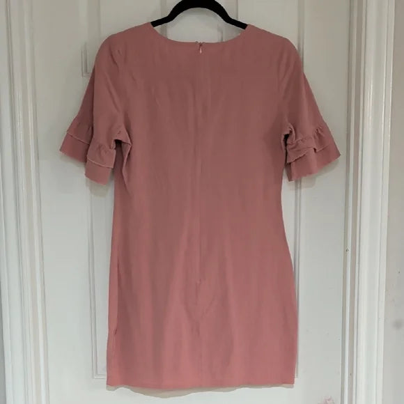 SHEIN Elegant Ruffle Sleeve Mini Dress in Blush S