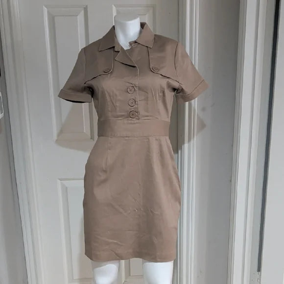 Vintage Alexia Admor Tan Button-Front Mini Dress Women's 10