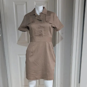 Vintage Alexia Admor Tan Button-Front Mini Dress Women's 10