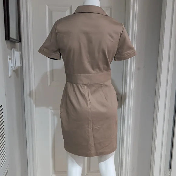 Vintage Alexia Admor Tan Button-Front Mini Dress Women's 10
