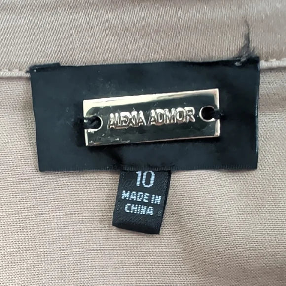 Vintage Alexia Admor Tan Button-Front Mini Dress Women's 10