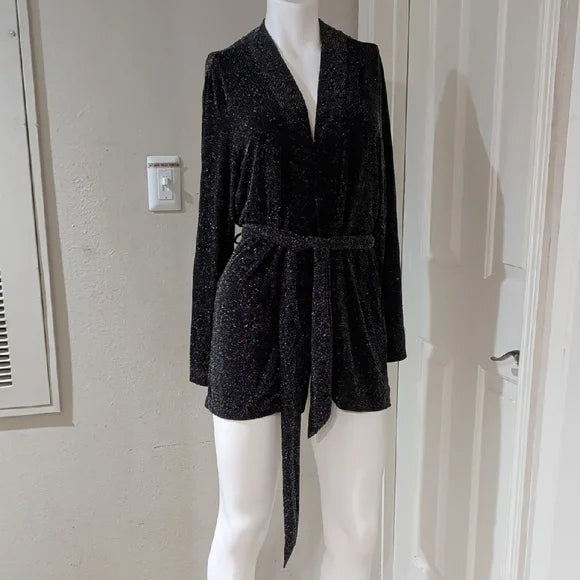 Divided Black Shimmering Long Sleeve Mini Dress Women's Medium