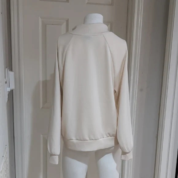 Scoop Women's Soft Cream Funnel-Neck Drawstring Sweatshirt Large (12-14)